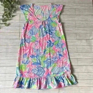 Lilly Pulitzer floral flutter sleeve dress with keyhole neckline